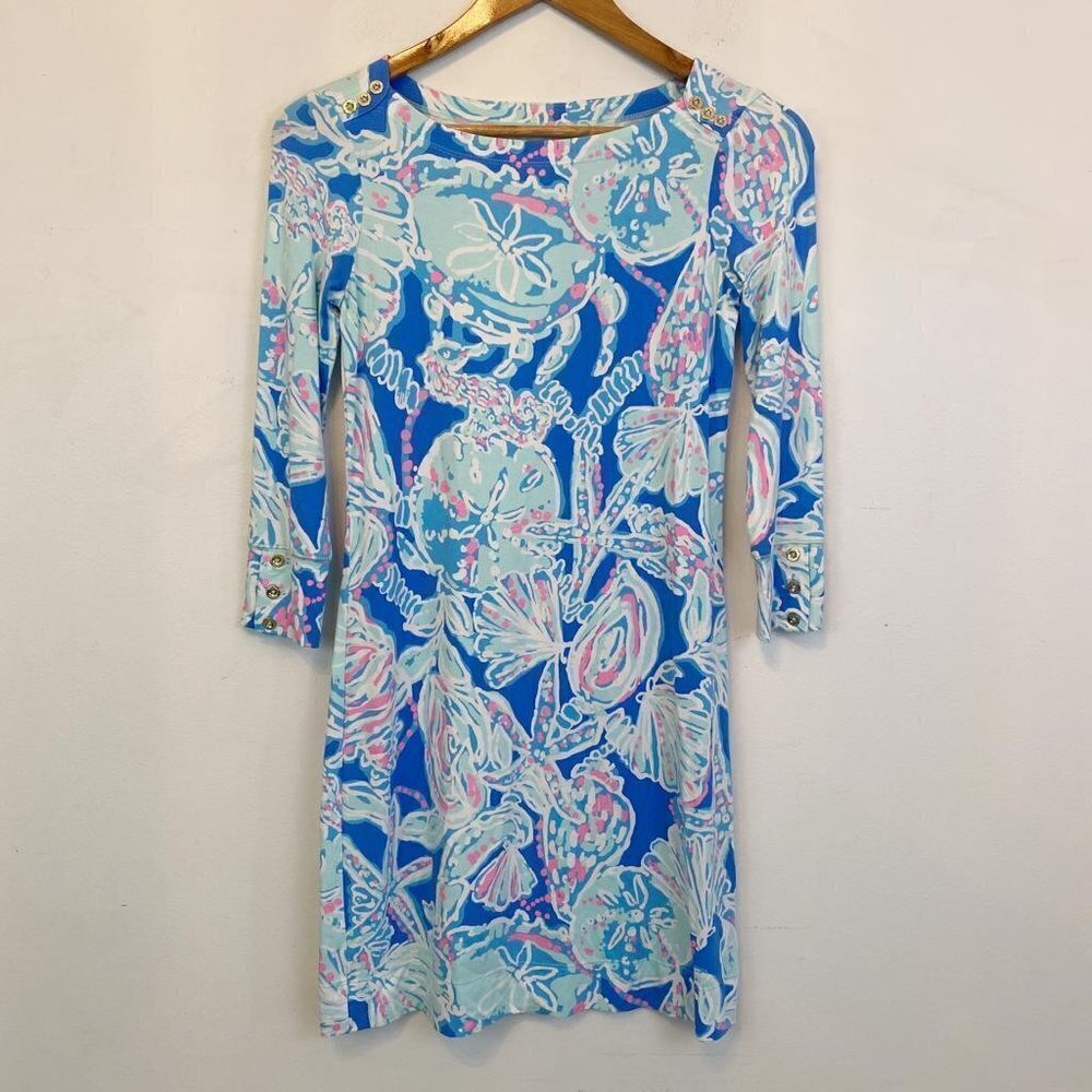 LILLY PULITZER blue and pink long sleeve mini dress